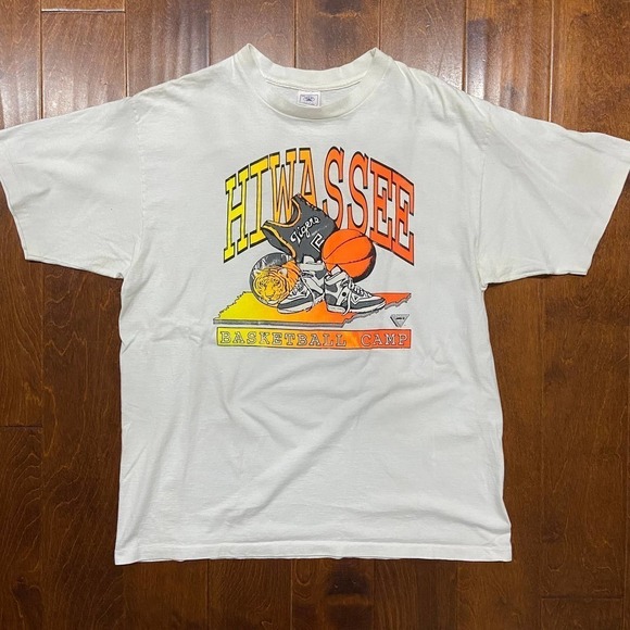 Hiwassee North Carolina Basketball Camp Single Stitch VTG White Tee Men's XXL - Picture 4 of 9